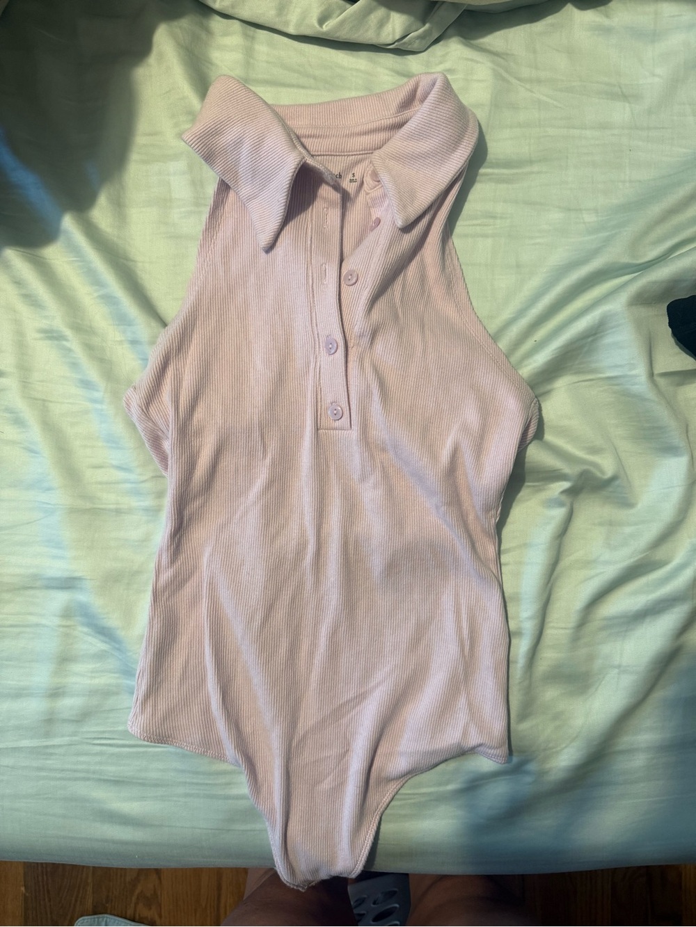 Abercrombie & Fitch Light Lavender Ribbed Polo Bodysuit